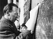 Walter Käch, an expert working on rubbings