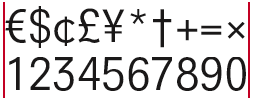 All numbers, mathematical signs, and currency symbols are tabular