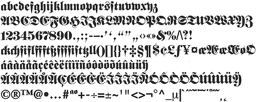 Linotype Historic characters Layout DFR for Macintosh fonts