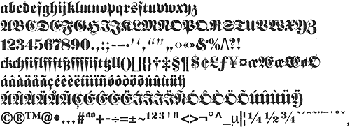 Linotype Historic characters Layout DFR for MS-Windows fonts