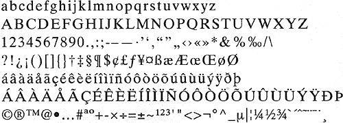 Linotype Standard Character Set for MS-Windows fonts